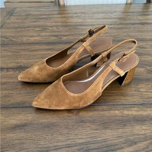 Donald Pliner Tan Suede Slingback Heels